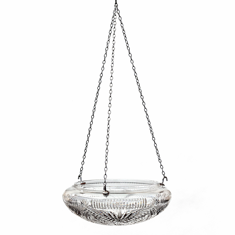 Pair of Edwardian Signed 'Waterford Crystal' Bowl Shaped Ceiling Pendants