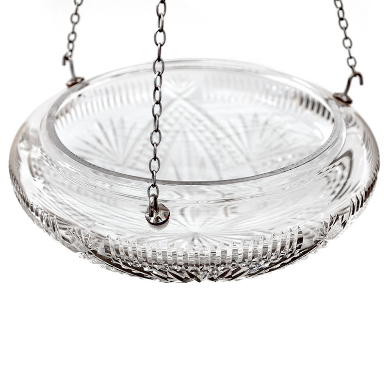 Pair of Edwardian Signed 'Waterford Crystal' Bowl Shaped Ceiling Pendants