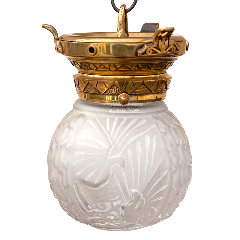 Art Deco French Ceiling Pendant Light with Frosted Globe Shade
