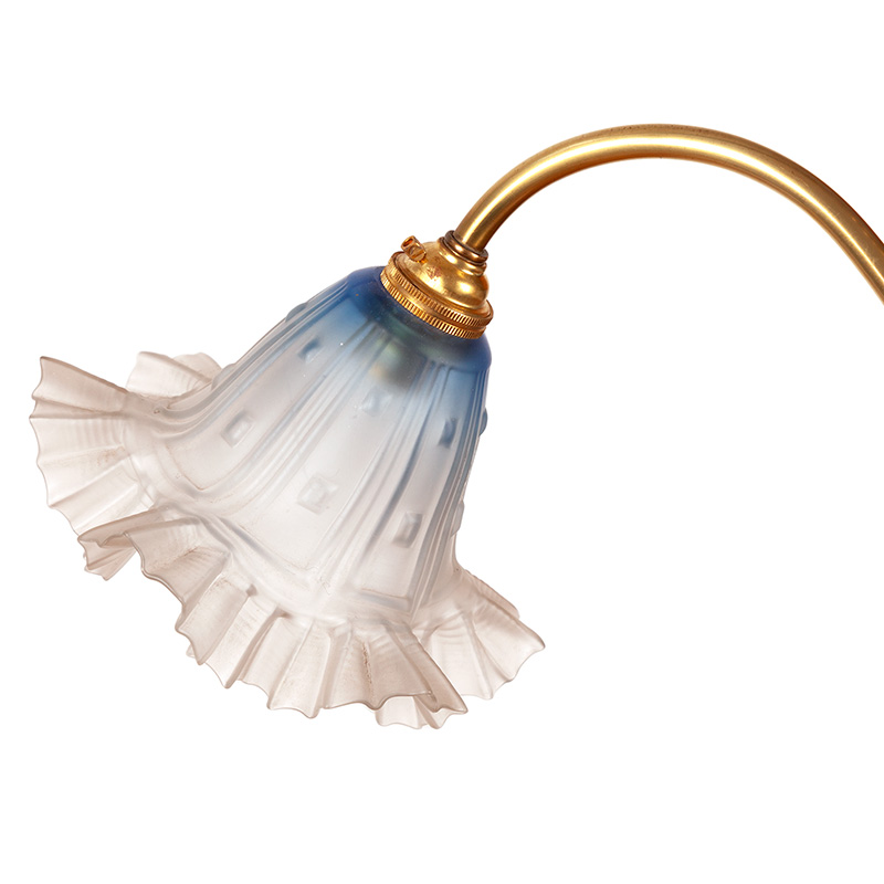 Late Edwardian Three Light Ceiling Pendant Light with Graded Blue Frosted Glass Shades