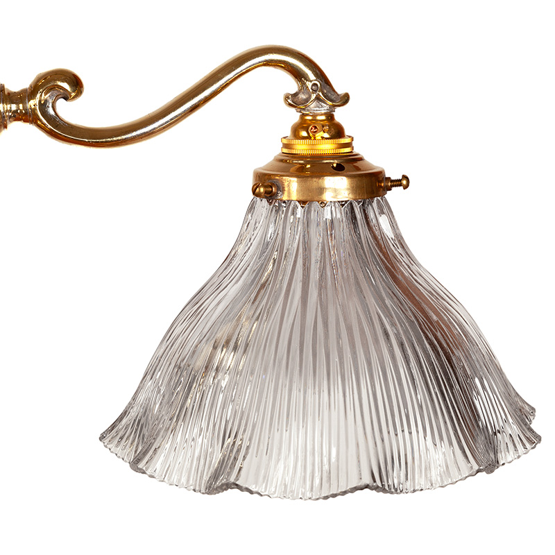 Art Deco Brass Three Light Ceiling Pendant Light with Three Fluted Prismatic Glass Shades