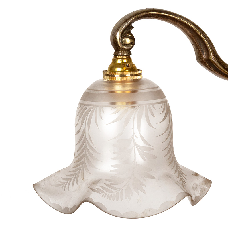 Edwardian Silver Plated Cast Brass Ceiling Pendant Light with Three Scrolling Arms