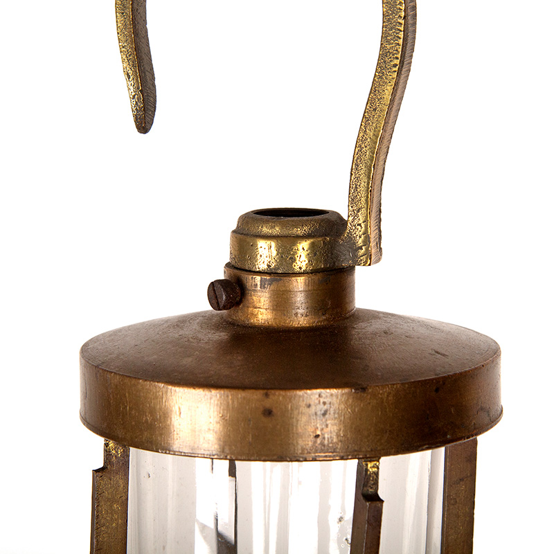 Art Deco Patinated Brass Ship’s Lantern with Clear Glass Cover