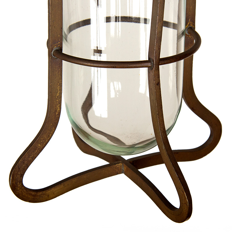 Art Deco Patinated Brass Ship’s Lantern with Clear Glass Cover