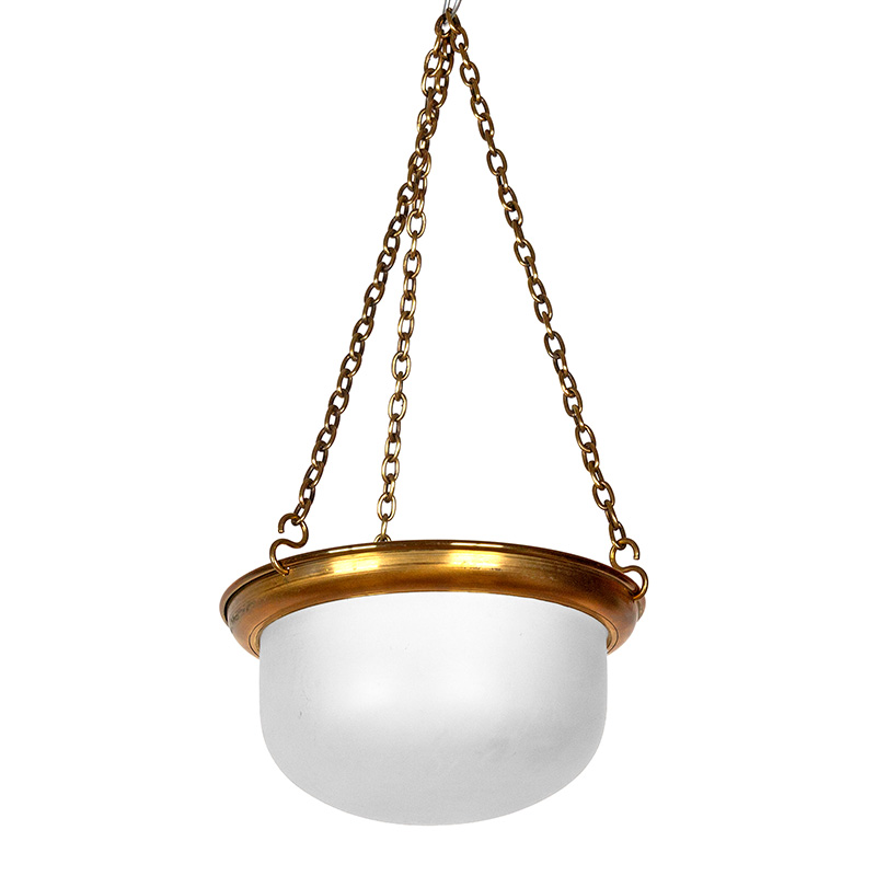 Art Deco Ceiling Pendant Light with Semi Sperical Frosted Glass Shade (c.1925)