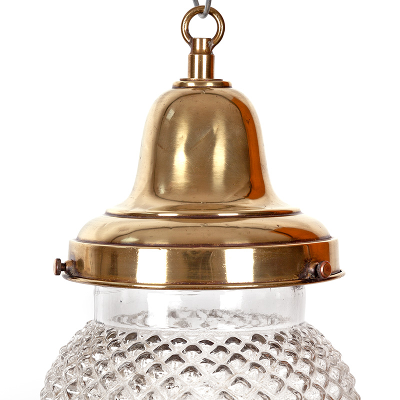 Antique Art Deco Ceiling Pendant Light with Hobnail Cone Shape Glass Shade