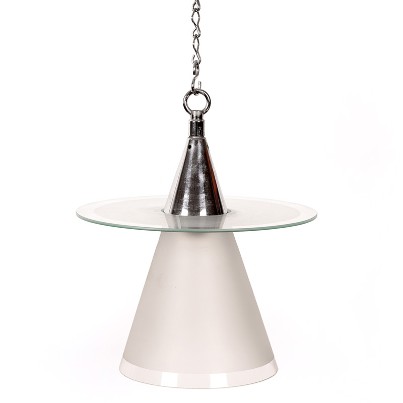 Three Art Deco Cone Shaped Ceiling Pendant Lights in Frosted Glass