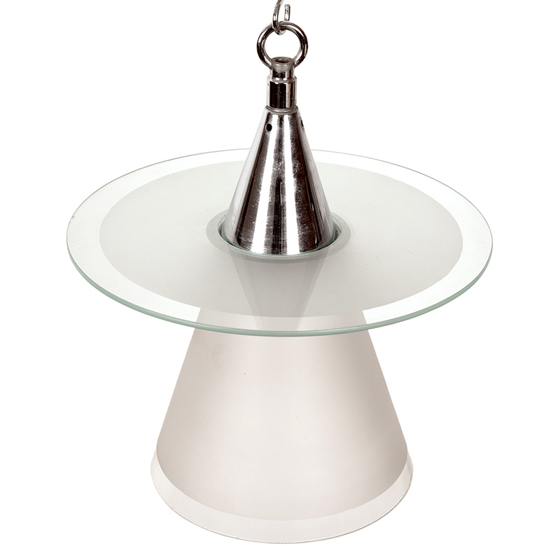 Three Art Deco Cone Shaped Ceiling Pendant Lights in Frosted Glass
