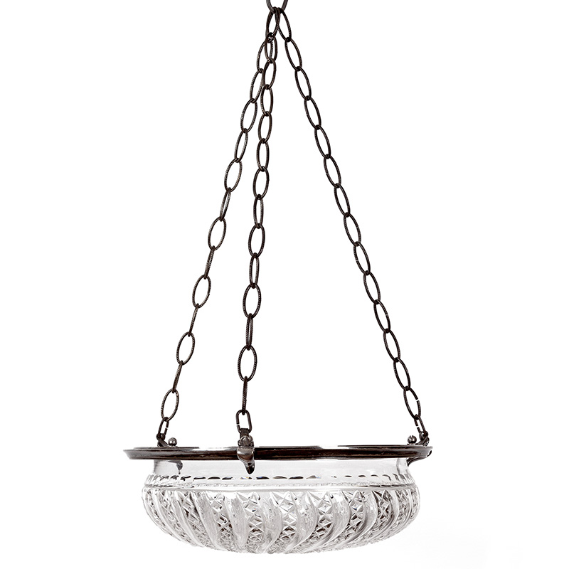 Edwardian Ceiling Pendant with Hemispherical Crystal Glass Shade
