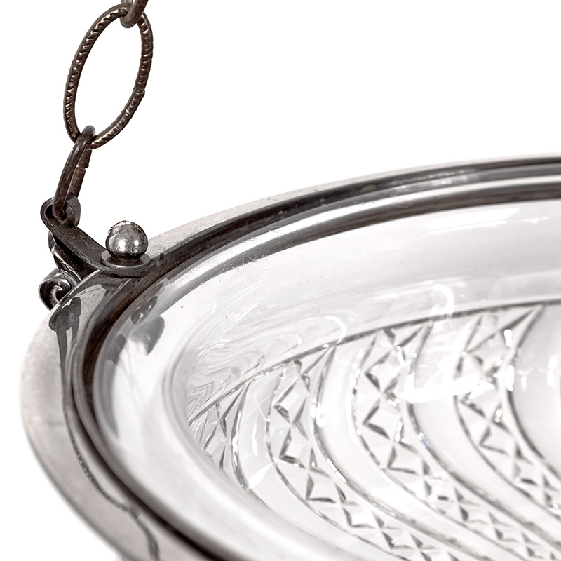 Edwardian Ceiling Pendant with Hemispherical Crystal Glass Shade