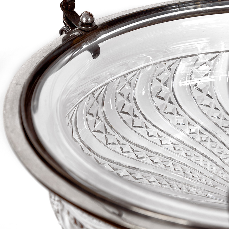 Edwardian Ceiling Pendant with Hemispherical Crystal Glass Shade