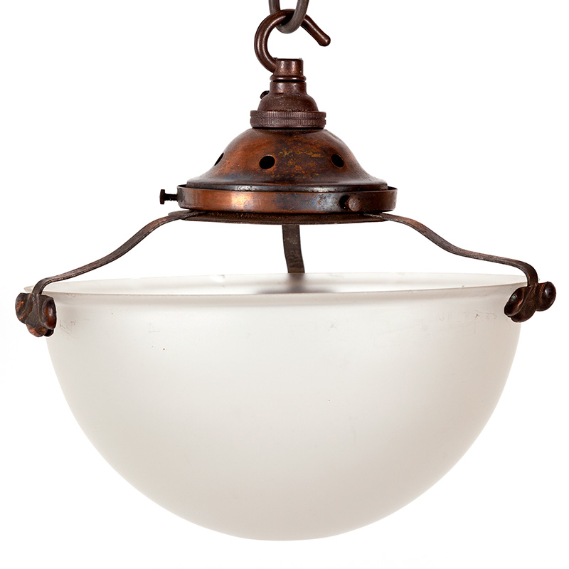 Art Deco Hemispherical Frosted Glass Ceiling Lamp