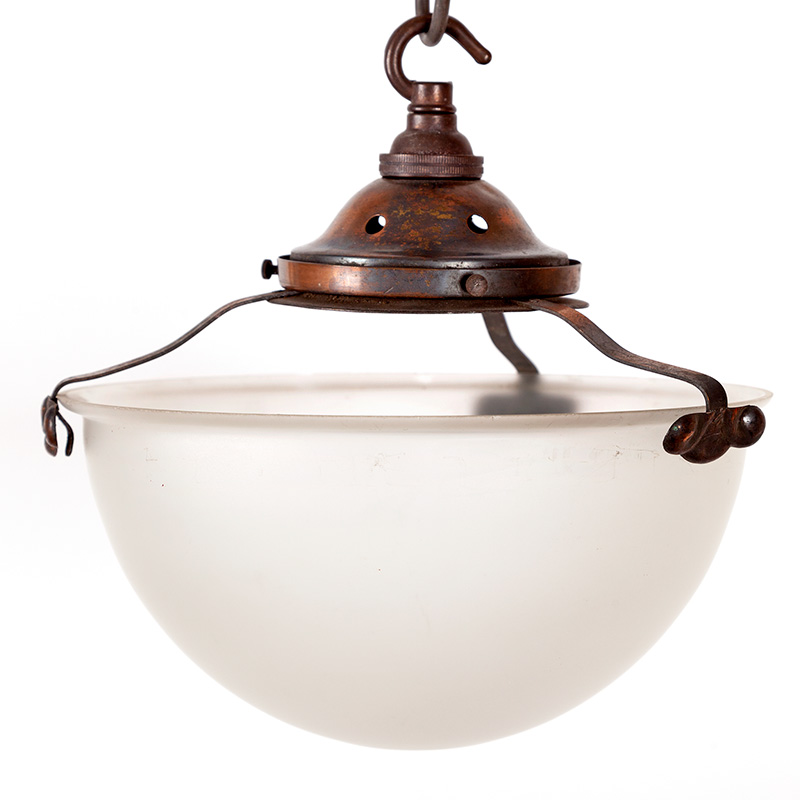 Art Deco Hemispherical Frosted Glass Ceiling Lamp