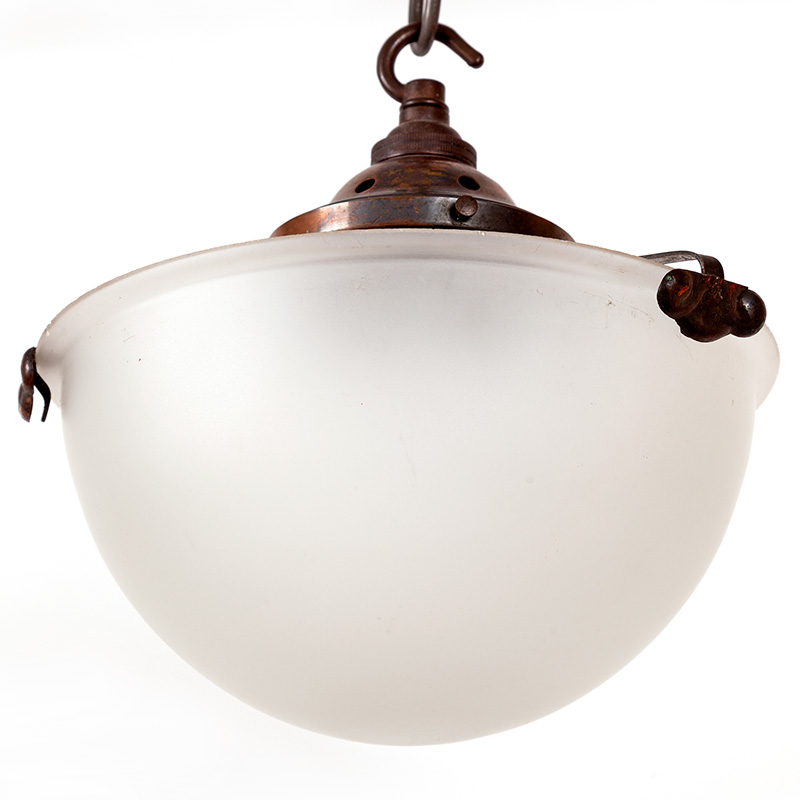 Art Deco Hemispherical Frosted Glass Ceiling Lamp