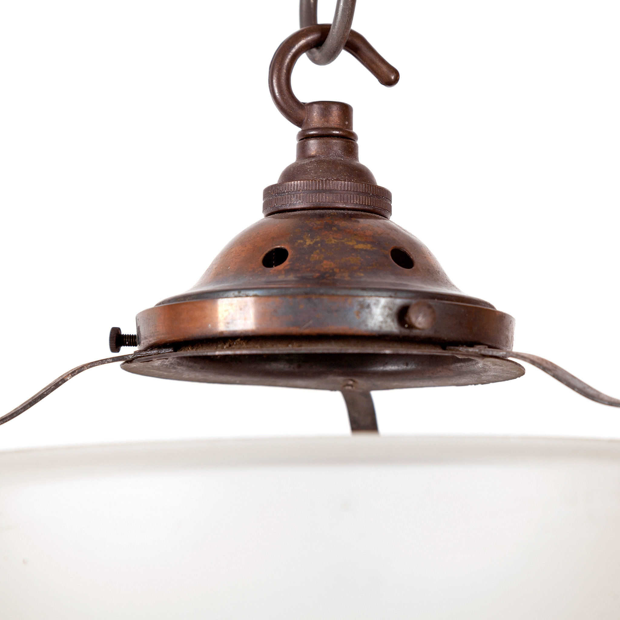 Art Deco Hemispherical Frosted Glass Ceiling Lamp