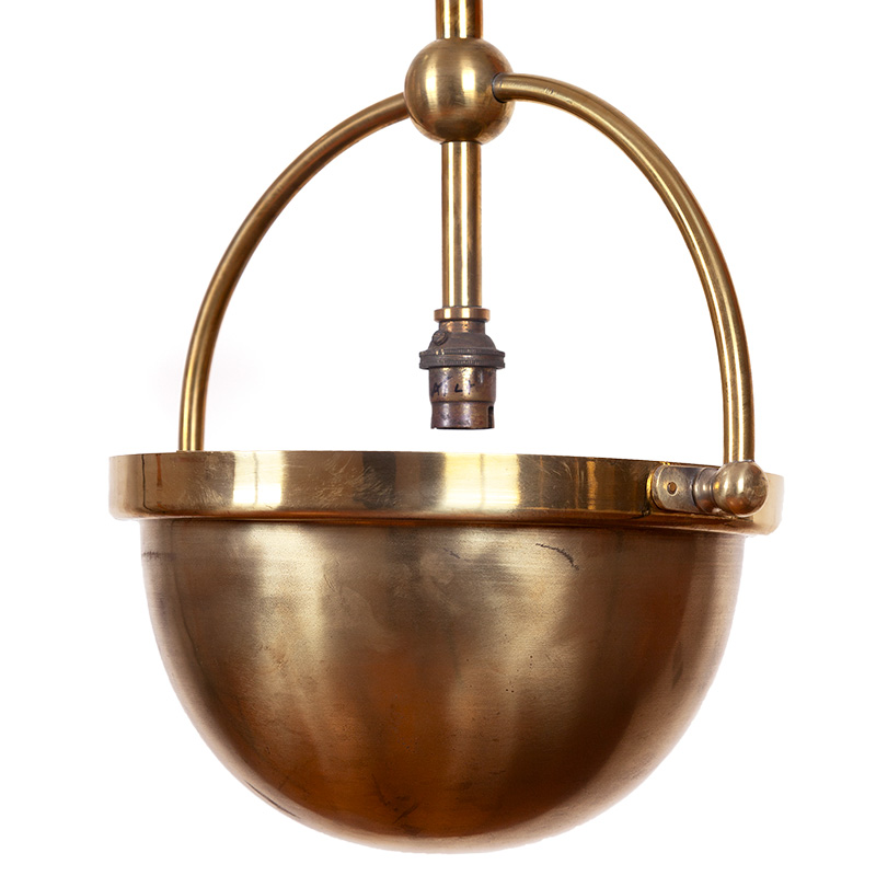 Art Deco Uplighter in Brass with Semi Spherical Brass Dome