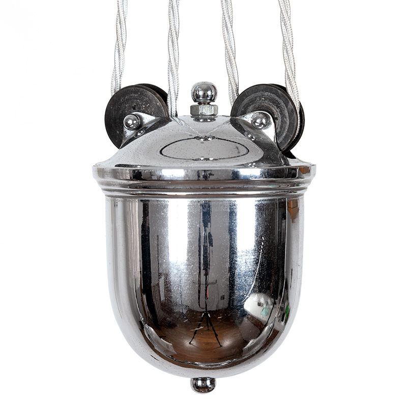 Art Deco Chromium Plated Rise and Fall Ceiling Pendant Light