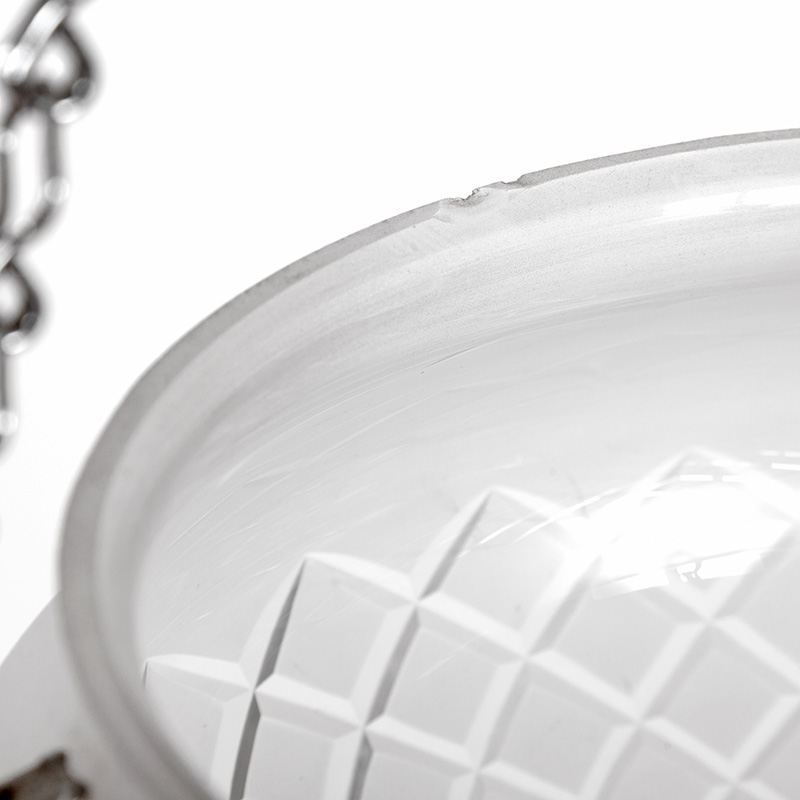 Art Deco Frosted Cut Glass Bowl Shaped Ceiling Pendant Light