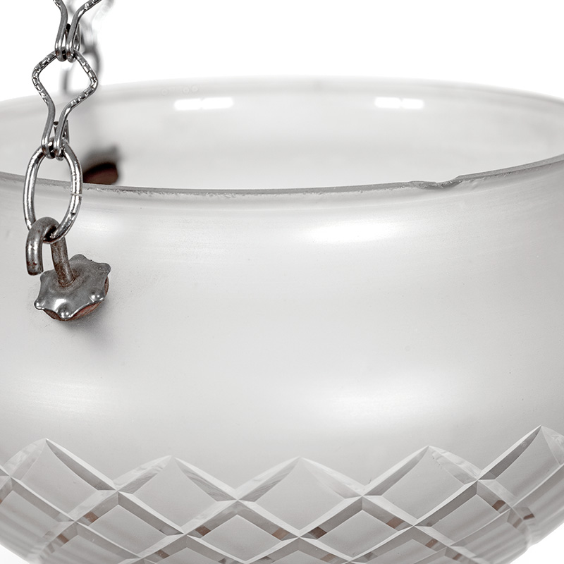 Art Deco Frosted Cut Glass Bowl Shaped Ceiling Pendant Light