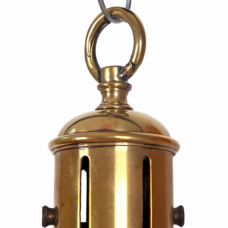 Pair of Cast Brass Edwardian Ceiling Pendants with Cut Glass Domes