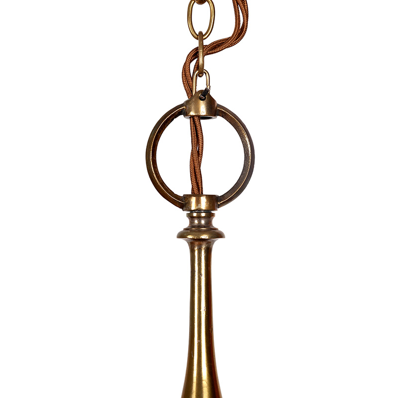 Decorative Edwardian Cast Brass Three Light Ceiling Pendant Light with Clear Cut Glass Shades