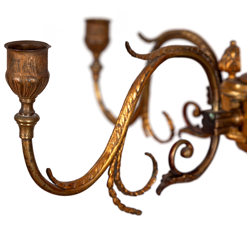 Victorian Gilded Cast Brass Candelabra with Decorative Centre Column