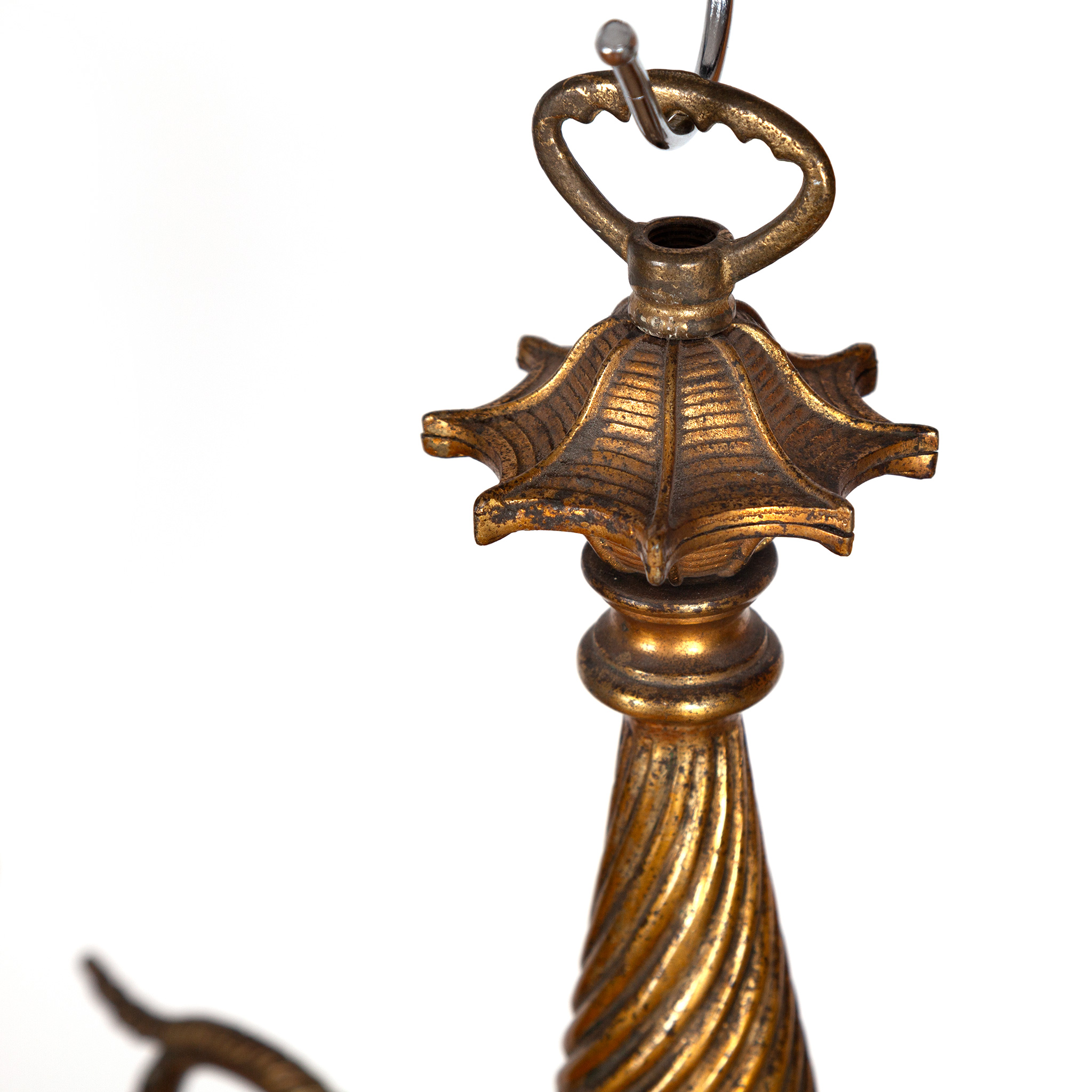 Victorian Gilded Cast Brass Candelabra with Decorative Centre Column