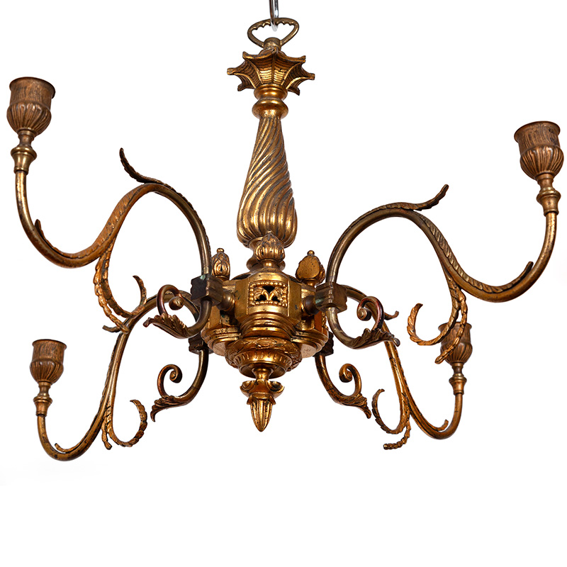 Victorian Gilded Cast Brass Candelabra with Decorative Centre Column