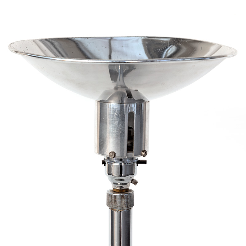 Art Deco Chromium Plated Table Up-Light with Dish-Shaped Shade