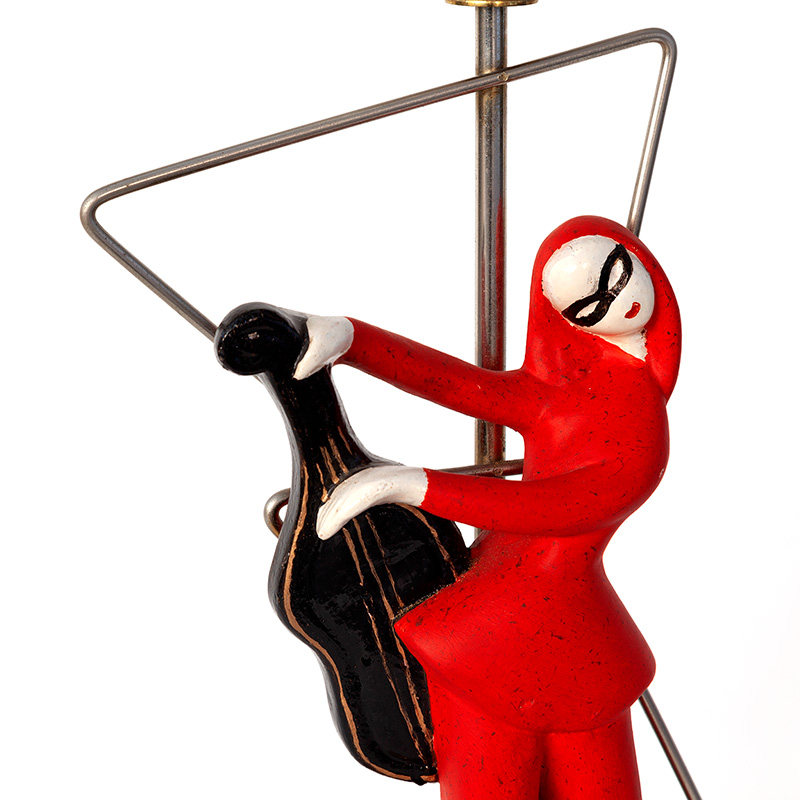 Jazz Player Table Lamp with Spherical Opal Glass Shade