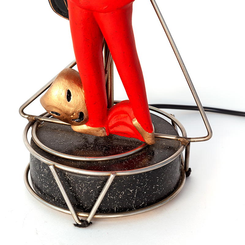 Jazz Player Table Lamp with Spherical Opal Glass Shade