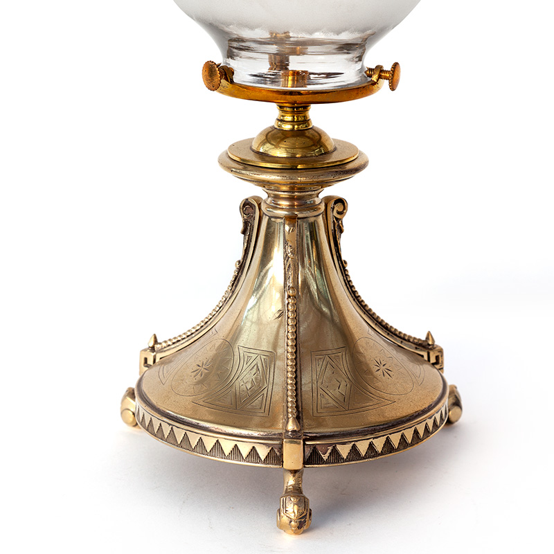 Mappin & Webb Edwardian Silver Plated Table Lamp with Etched Glass Shade