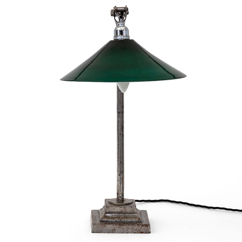 Dugdill Wrought Iron Desk Lamp with a Green Glass Shade