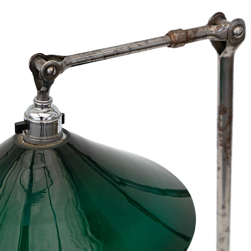 Dugdill Wrought Iron Desk Lamp with a Green Glass Shade