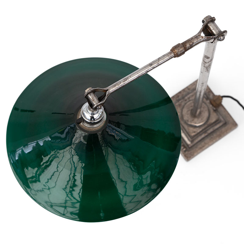 Dugdill Wrought Iron Desk Lamp with a Green Glass Shade