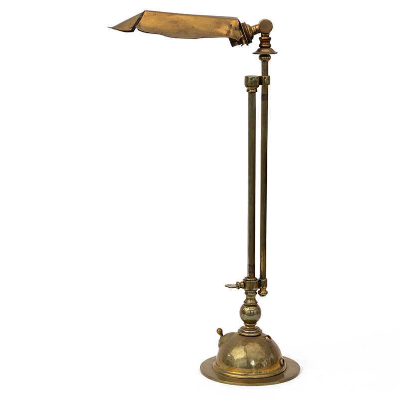 Art Nouveau Cast Brass Desk Lamp on a Telescopic Column with Cut Away Brass Shade (c.1895)