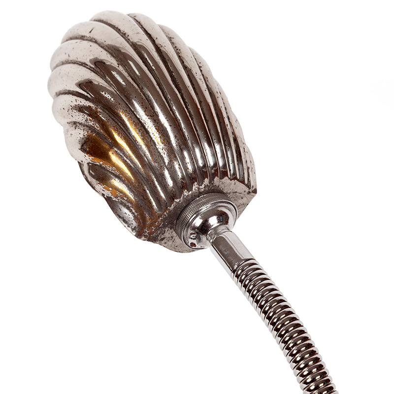 Art Deco Chromium Plated Adjustable Desk Lamp with Clam Shell Shade