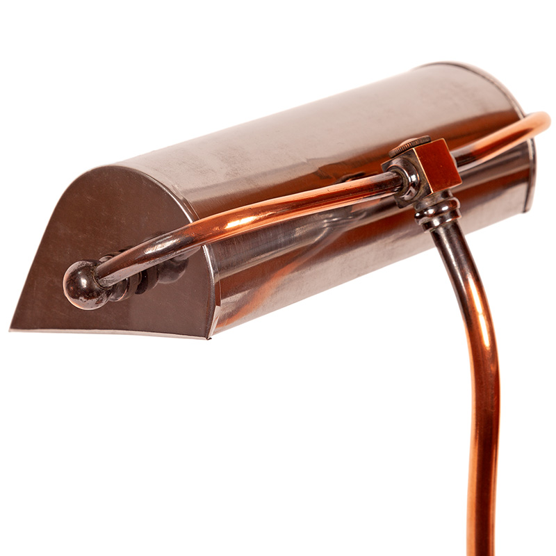 Art Deco Copper Oxidised Adjustable Desk Lamp with Trough Shaped Metal Shade
