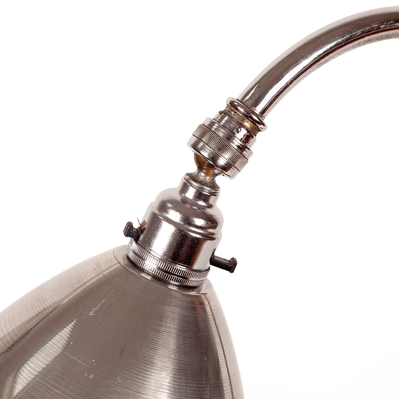 Art Deco Adjustable Chromium Plated Desk Lamp with Spun Aluminium Shade