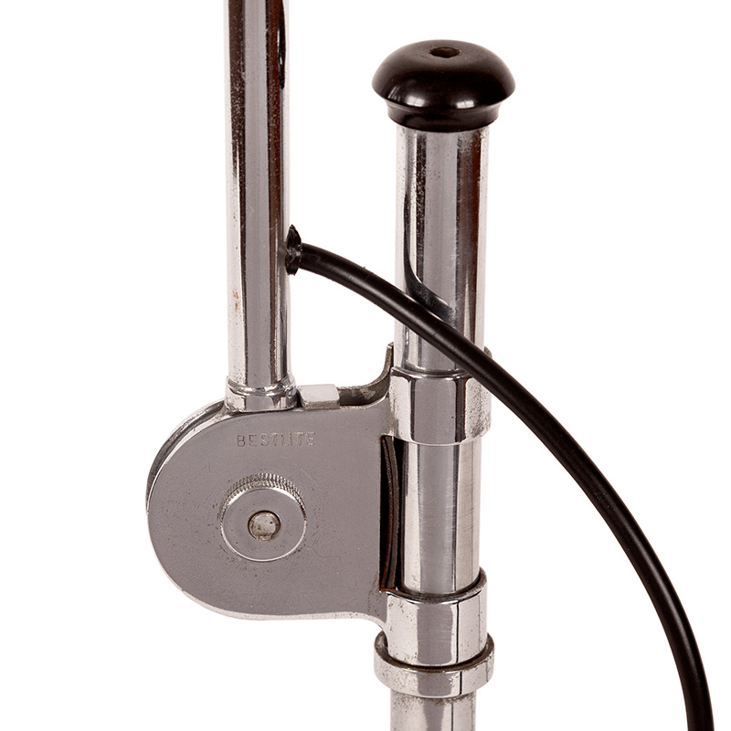 Art Deco Adjustable Chromium Plated Desk Lamp with Spun Aluminium Shade