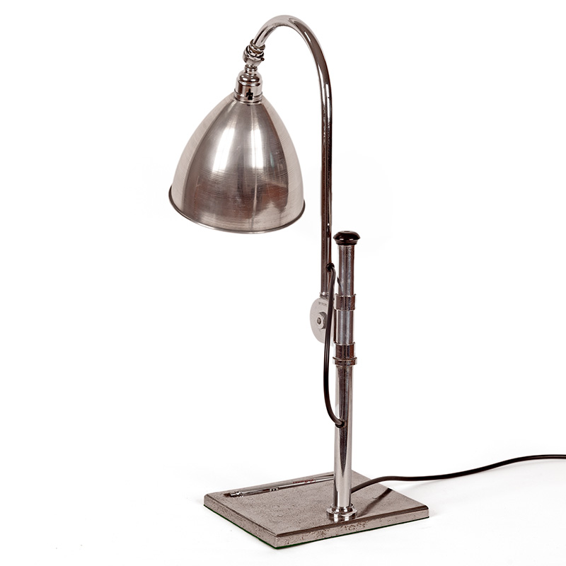 Art Deco Adjustable Chromium Plated Desk Lamp with Spun Aluminium Shade