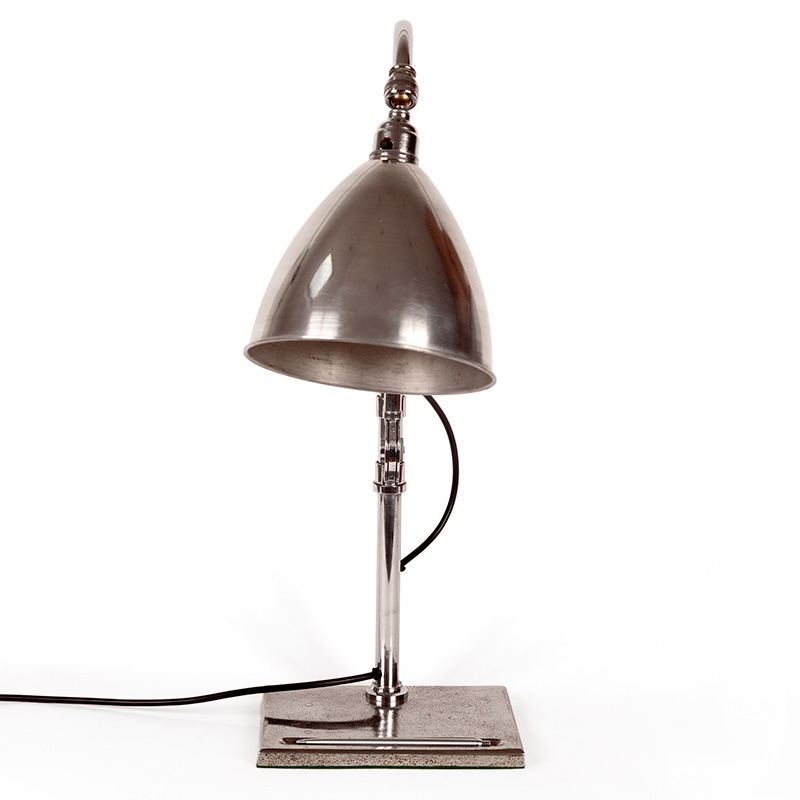 Art Deco Adjustable Chromium Plated Desk Lamp with Spun Aluminium Shade