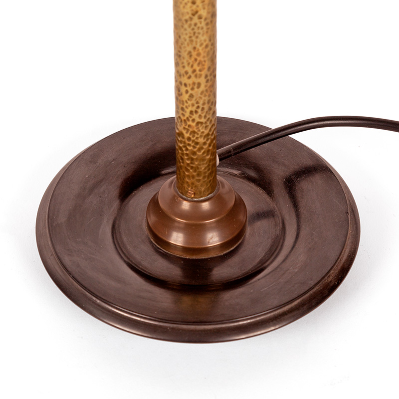 Art Deco Brass Table Lamp on Circular Black Marble Base with Fluted Prismatic Glass Shade