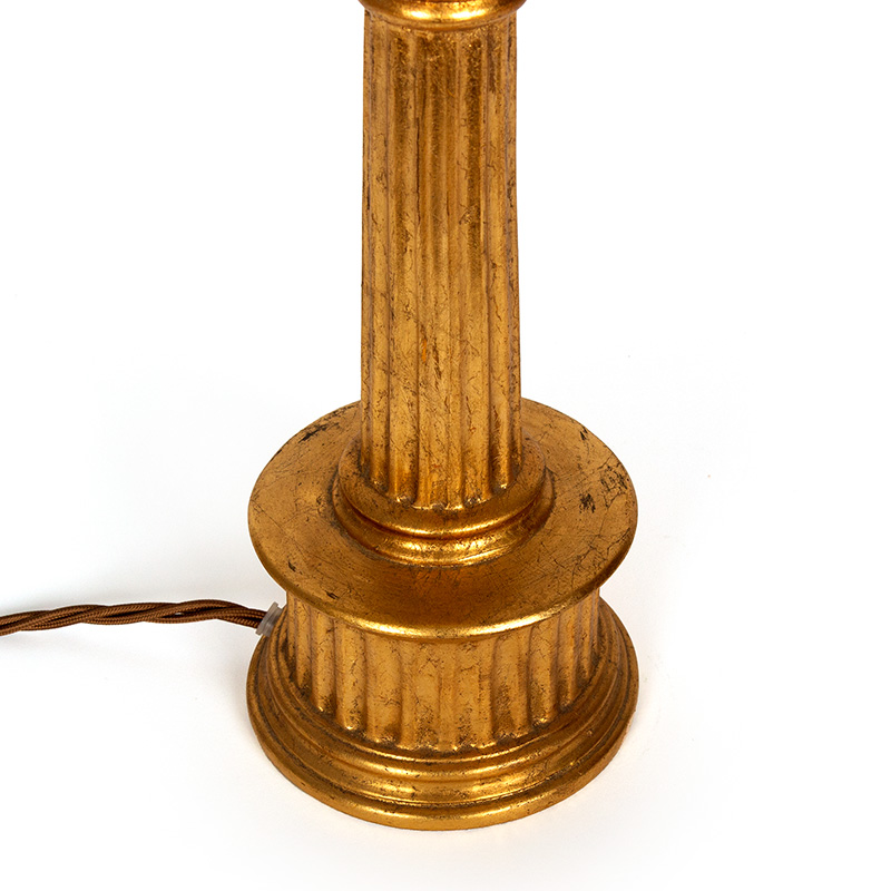 Pair of Art Deco Gilded Porcelain Table Lamps with Bell Shaped Shades