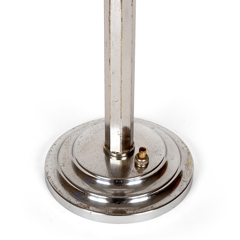 Art Deco Chromium Plated Brass Table Lamp with Frosted Cone Shaped Glass Shade