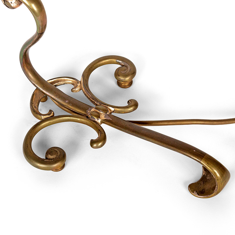 Cast Brass Edwardian Table Lamp with Adjustable Arm Holding Clam Shell Brass Shade