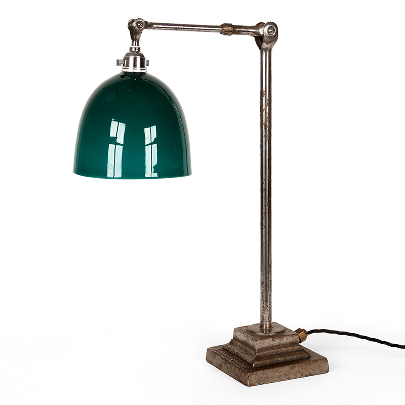 Art Deco Metal desk Lamp with Green Bell Shaped Shade (c.1925)