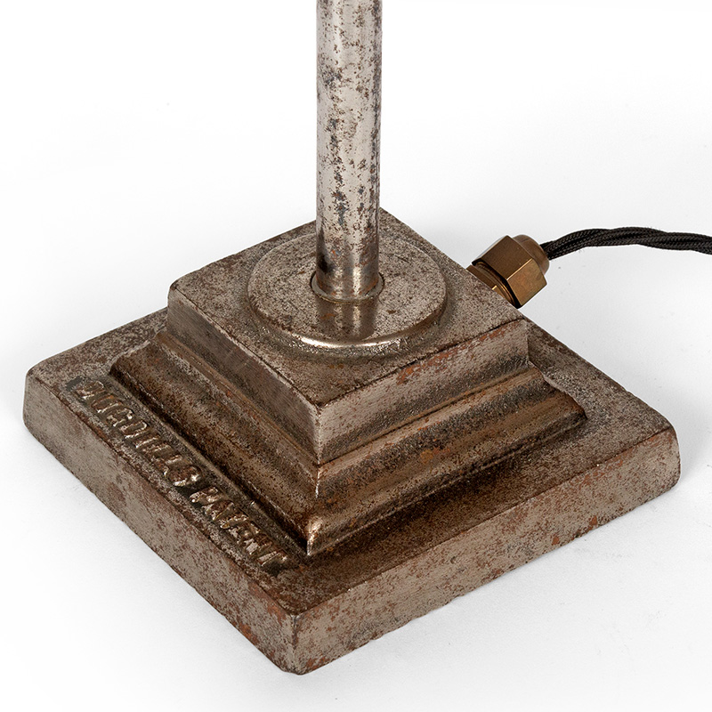 Art Deco Metal Desk Lamp with Green Bell Shaped Shade