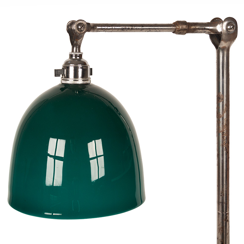 Art Deco Metal Desk Lamp with Green Bell Shaped Shade