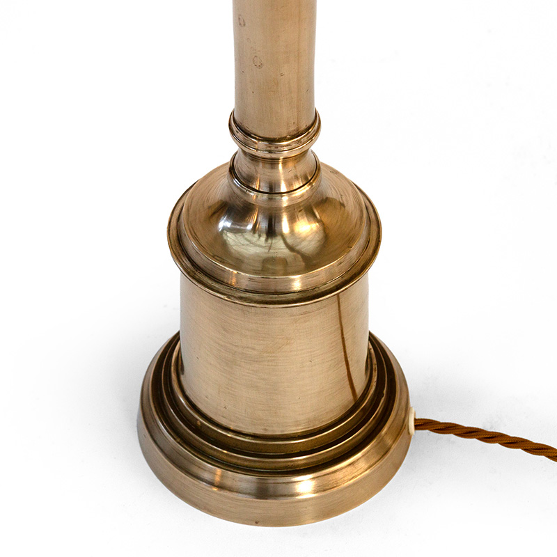 Art Deco Cast Brass Table Lamp with a Prismatic Dish-Shaped Glass Shade